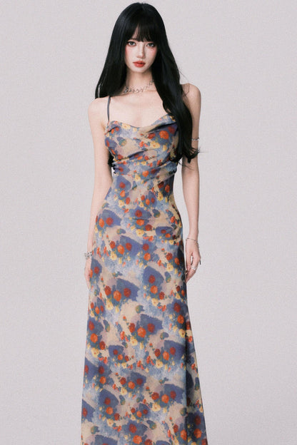 French Garden Halter Swing Dress