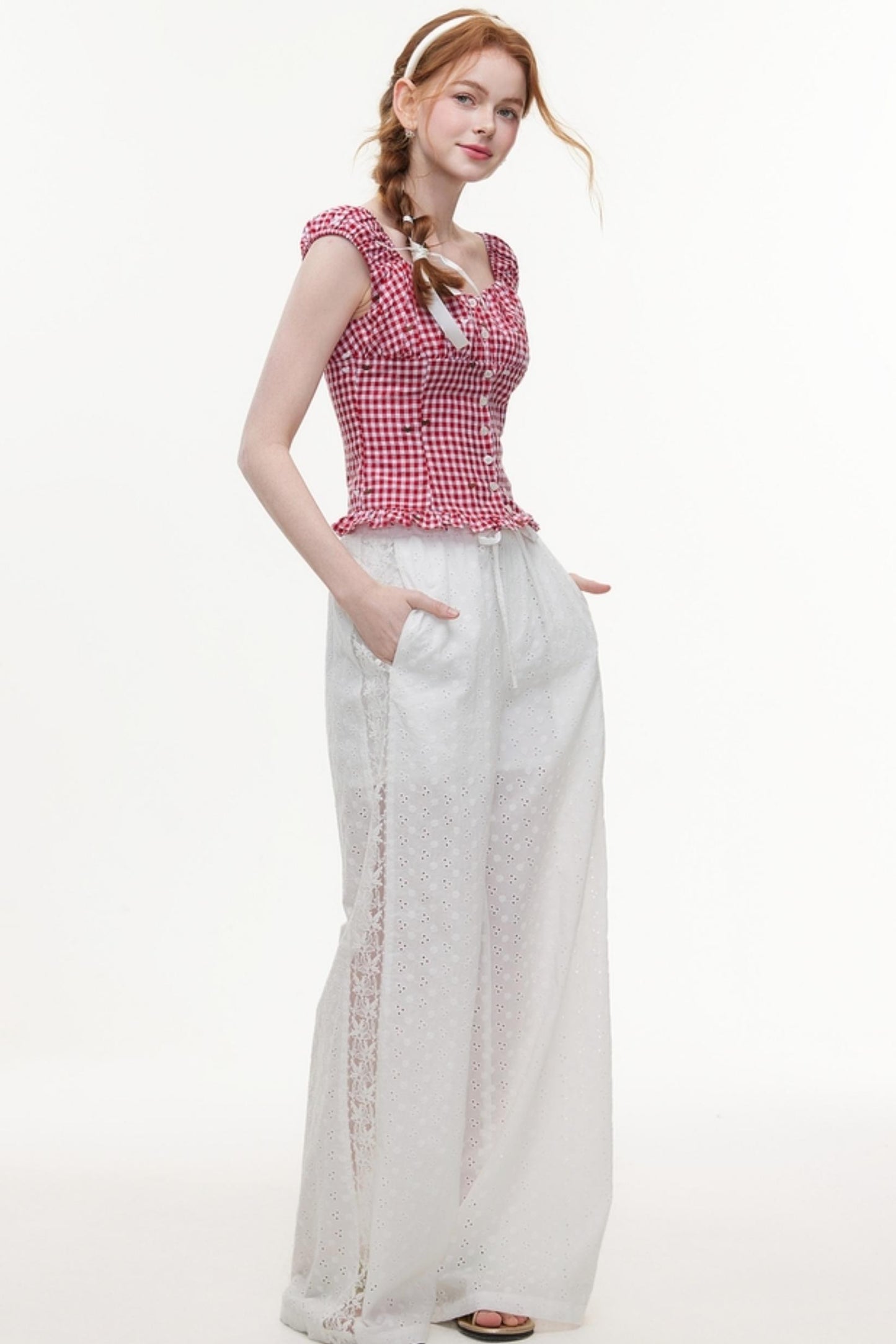 Vintage V-Neck Cotton Blouse