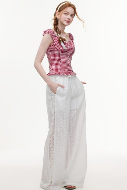 Vintage V-Neck Cotton Blouse