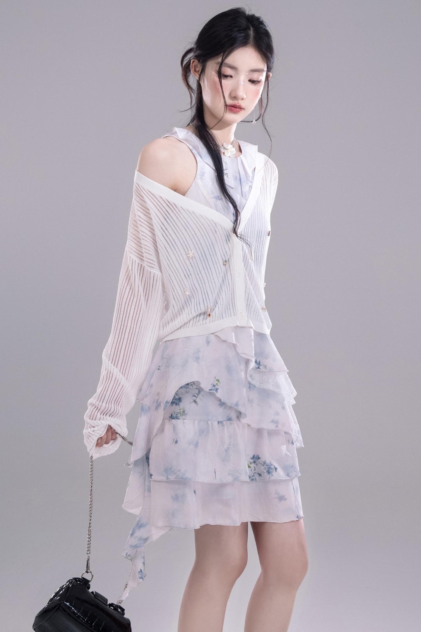 Fluid Floral Cascade Dress