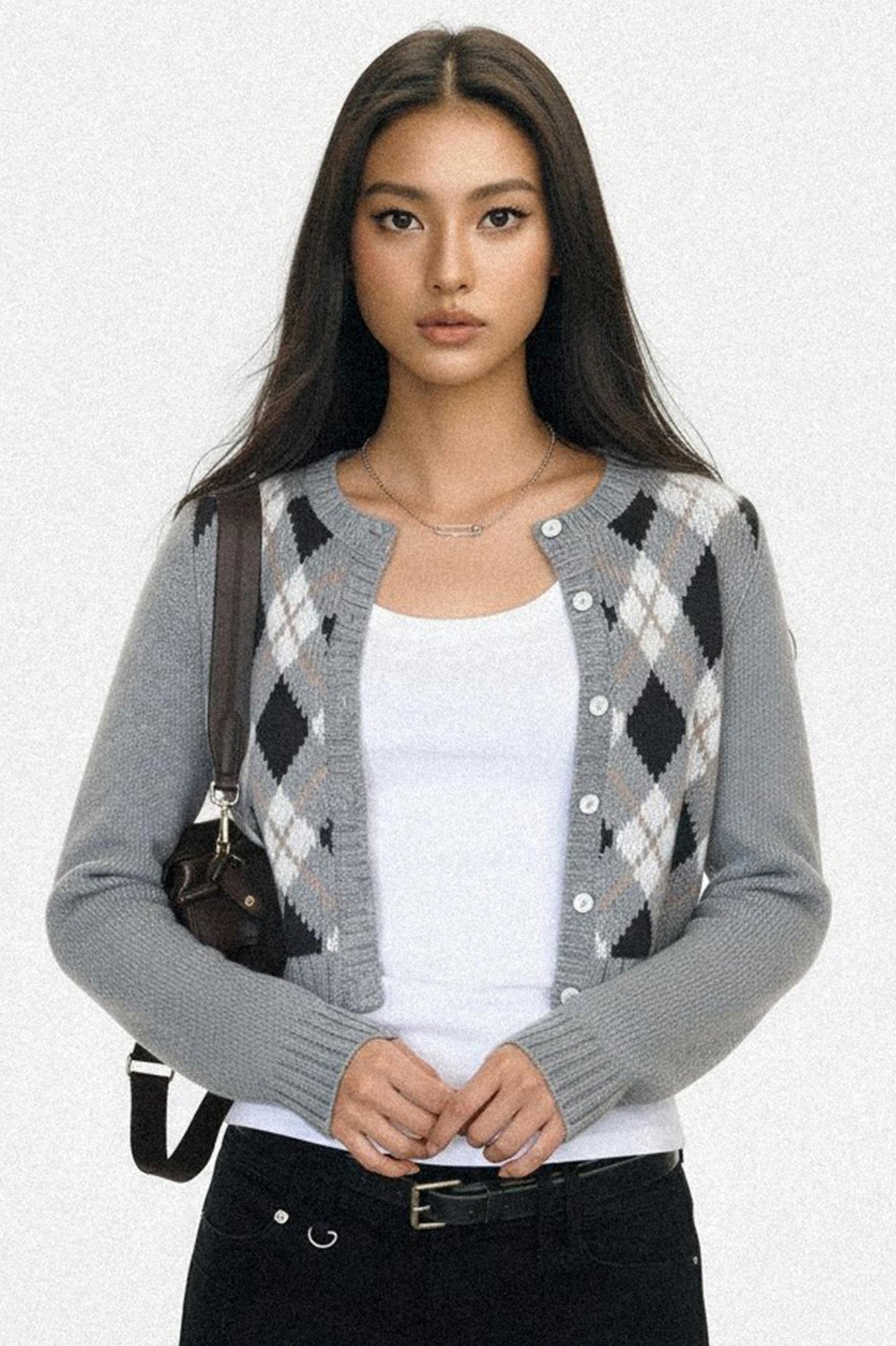 Contrasting Plaid Short Cardigan