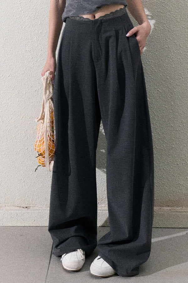 Lässige Slim-Jacke & weite Spitzenhose Set-Up 