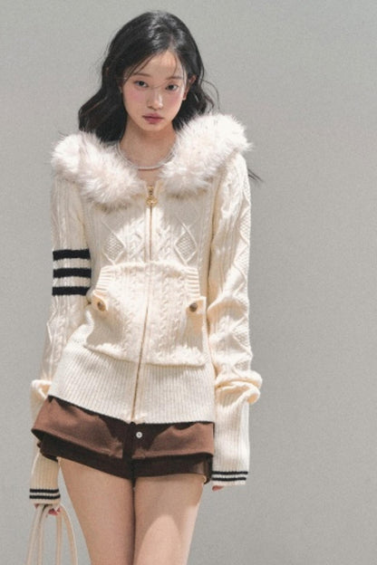Winter Hooded Knit Sweater