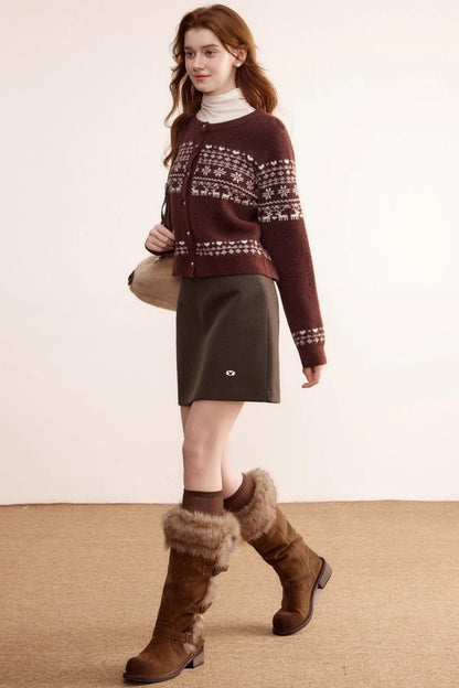 Gray Wool A-Line Skirt