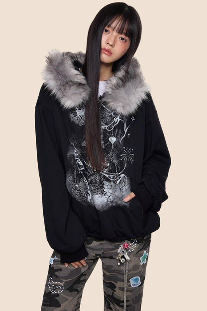Graphic Print Luxury Hoodie Top