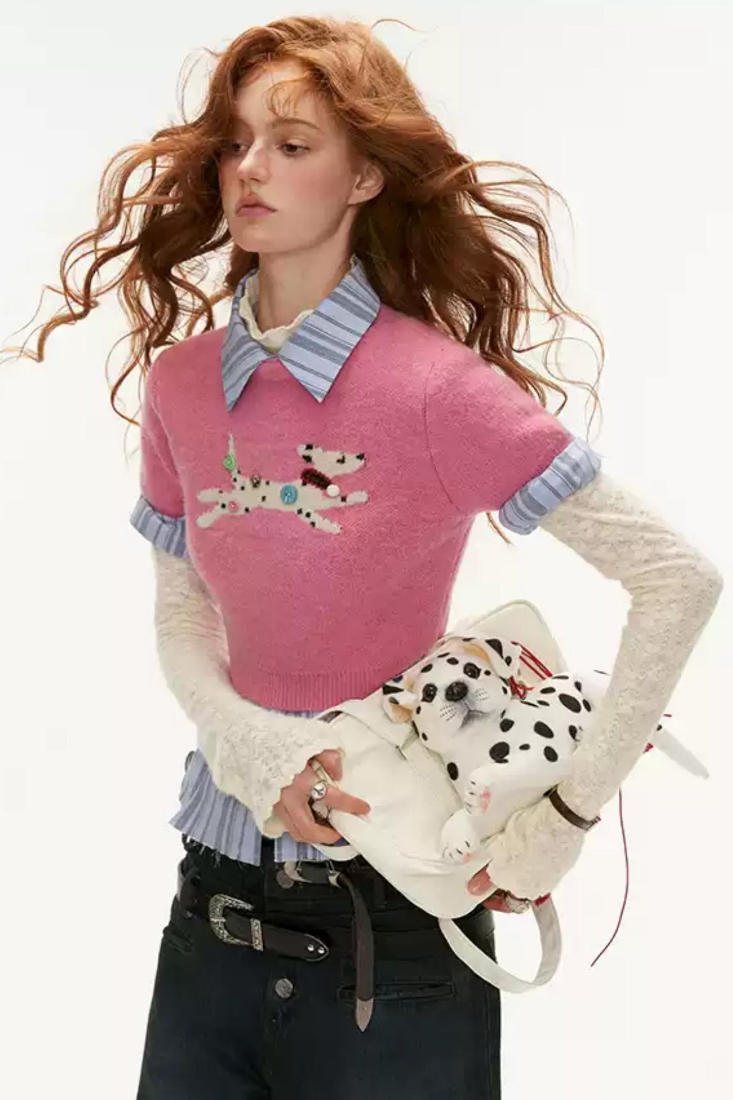 Slim Fit Dalmatian Knit Top