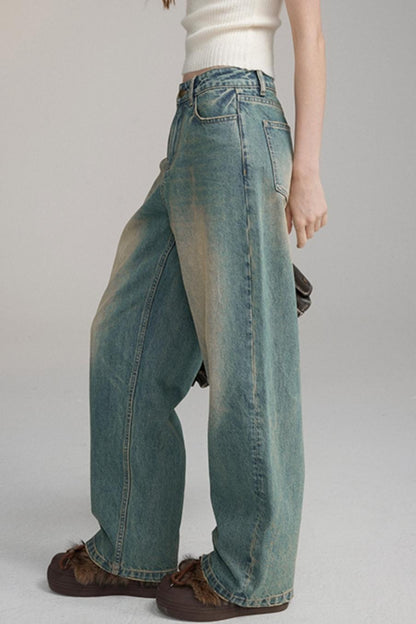 Retro Slim Straight Denim Pants