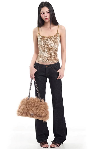 Camisola de terciopelo con estampado de leopardo