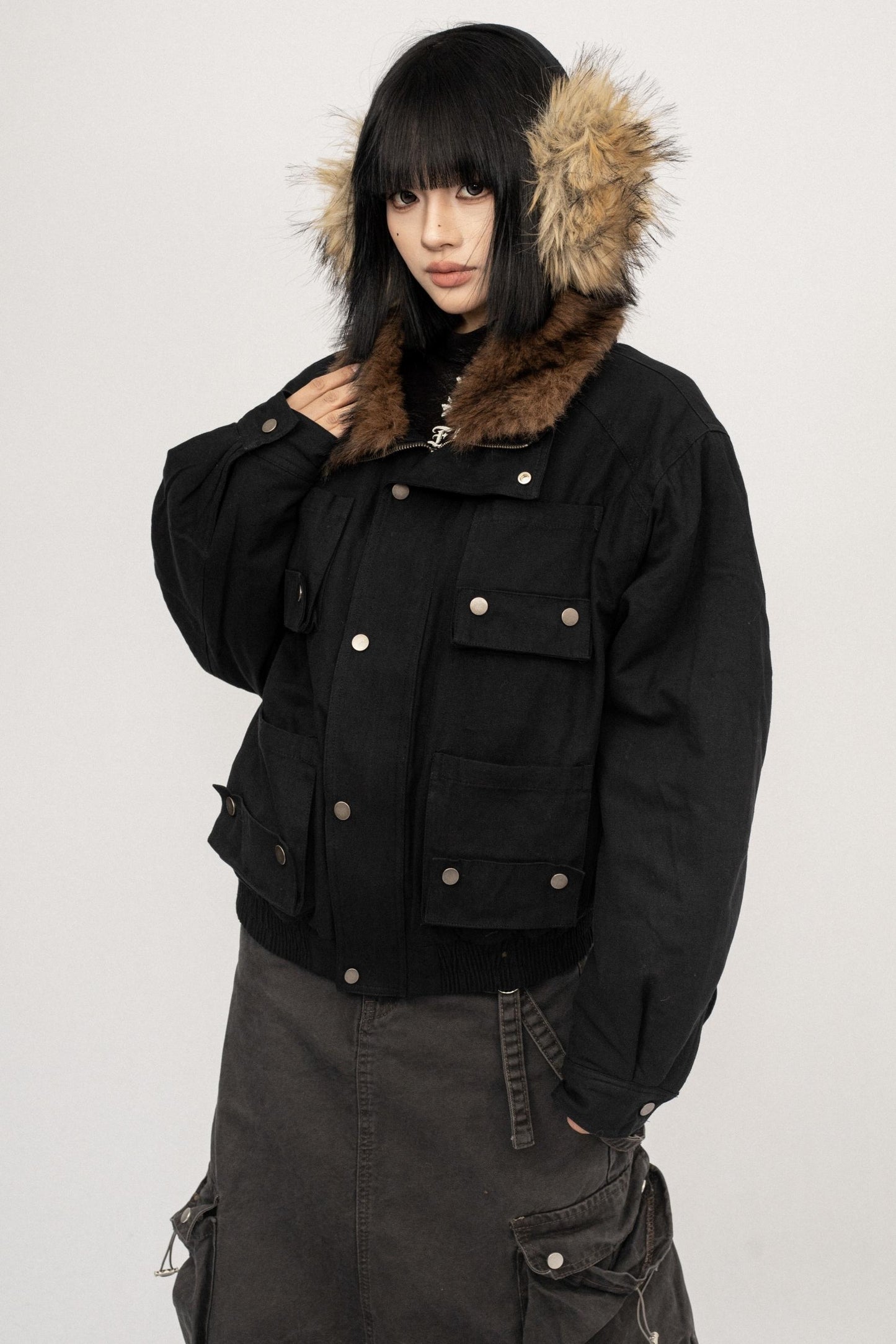 Autumn Black Vintage Cotton Jacket