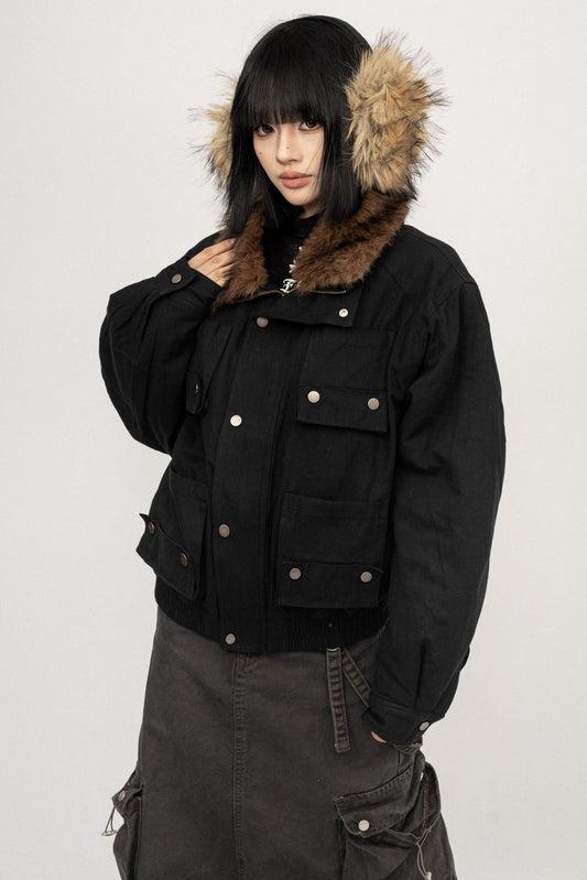 Autumn Black Vintage Cotton Jacket