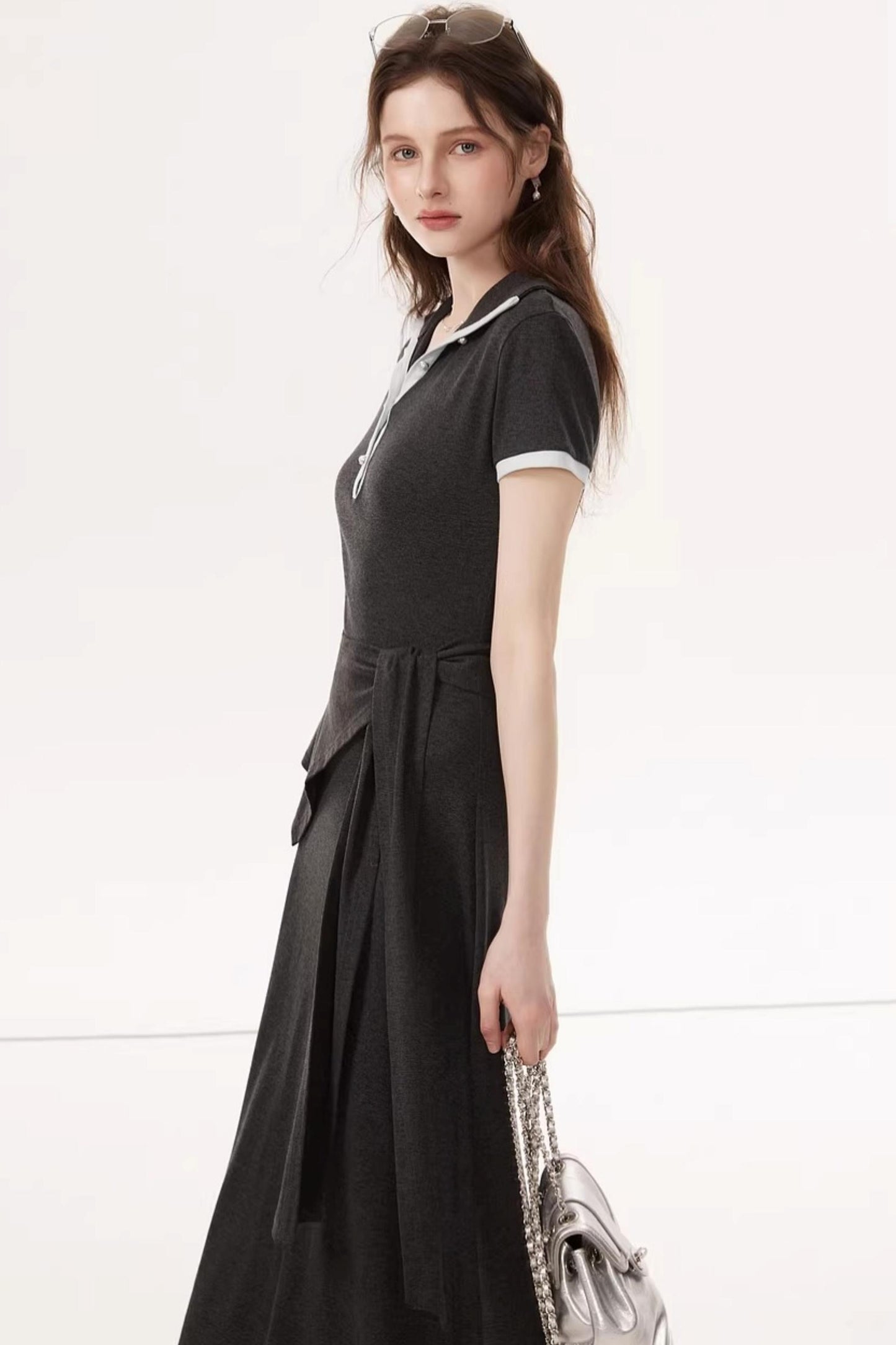 Lyocell Tencel V-Neck Dress