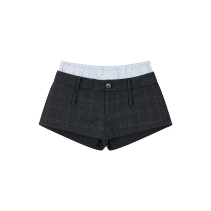 Double-Waist Plaid Shorts