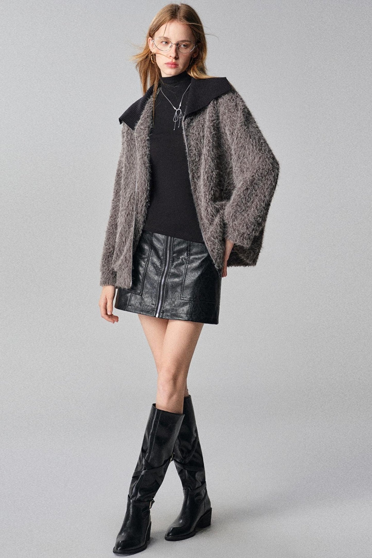 Autumn and Winter High-Waisted Leather Skirt