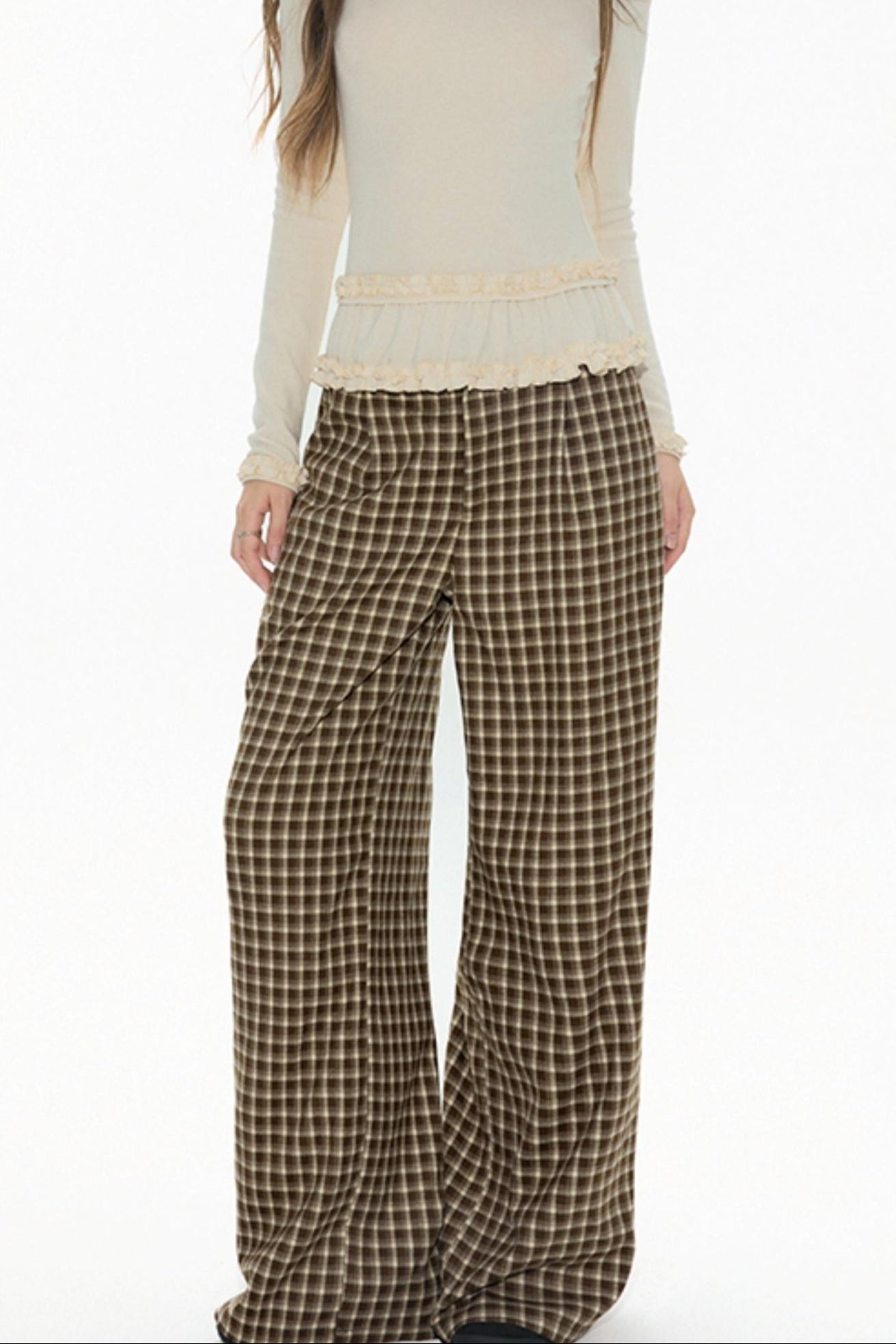 Retro Plaid Straight Pants