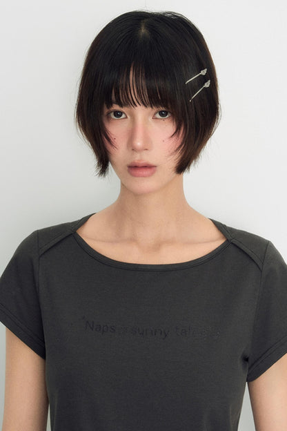 Flocked Slim Crop Top