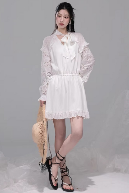 Holiday Lily-Of-The-Valley Embroidered Dress