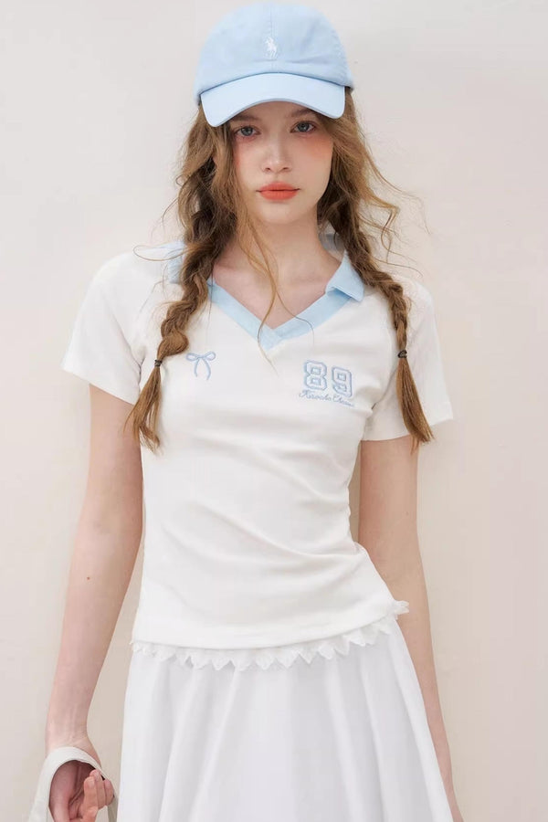 Colorblock Embroidered Polo Tee