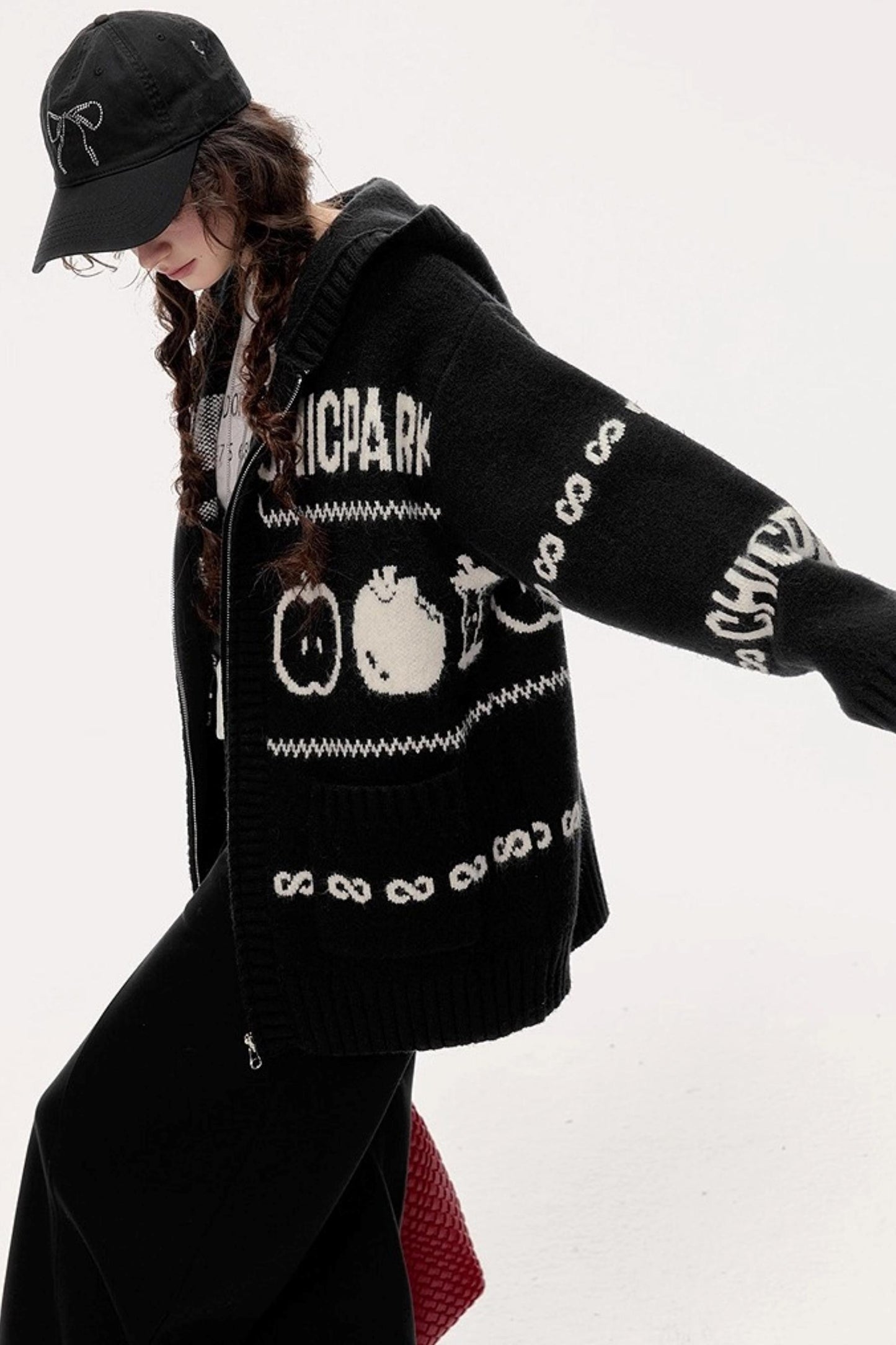 Lazy Fair Island Jacquard Sweater Hooded Jacket