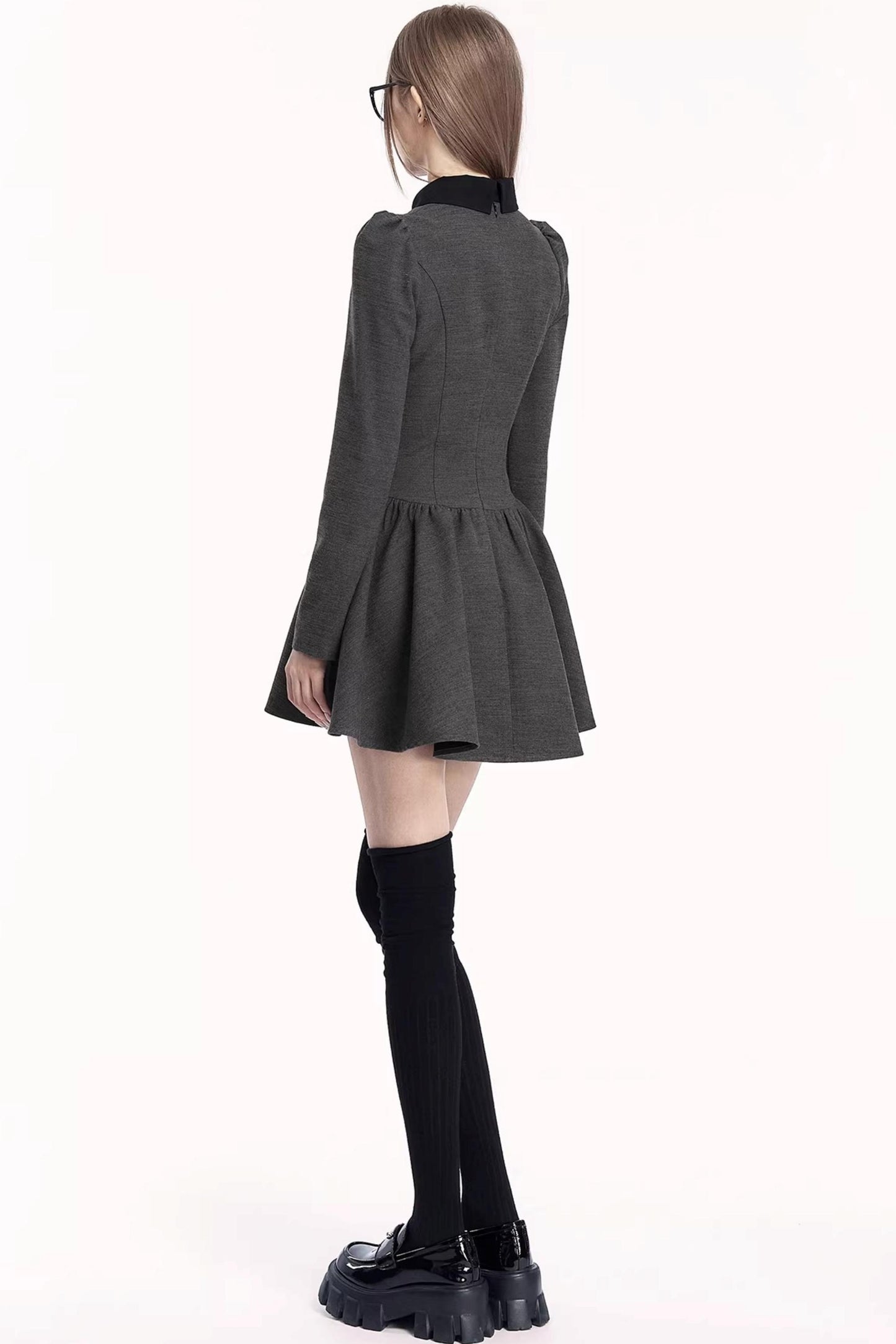 French Retro Color-Blocking Dress