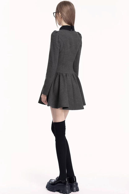 French Retro Color-Blocking Dress