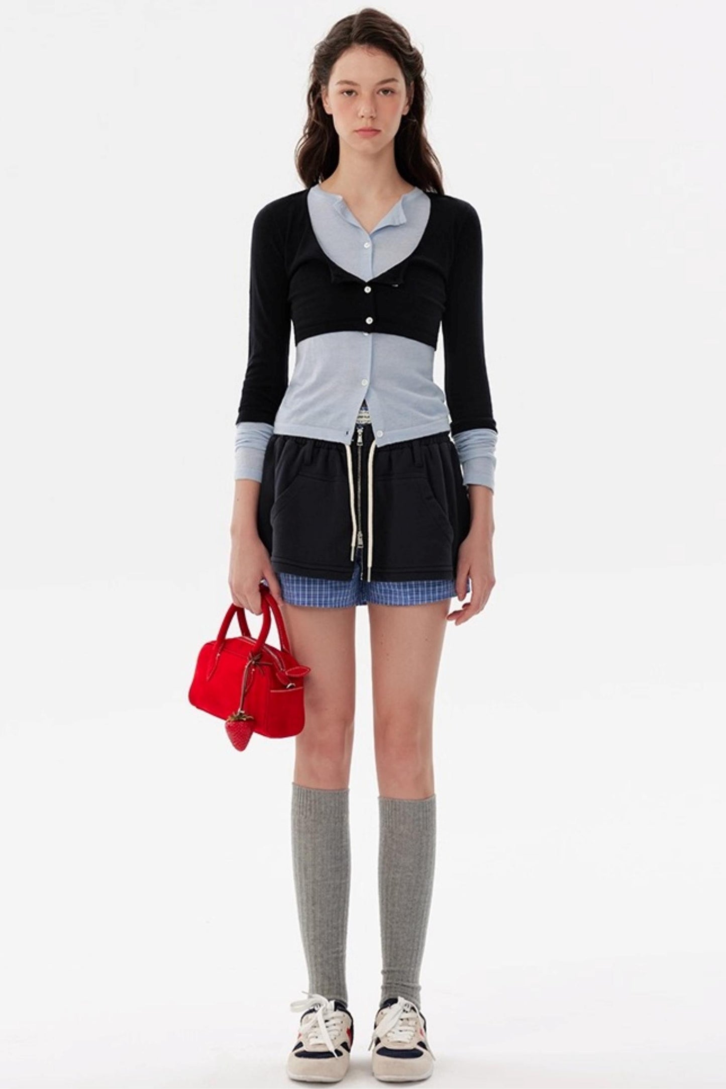 Contrasting Long-Sleeved Knitwear Top