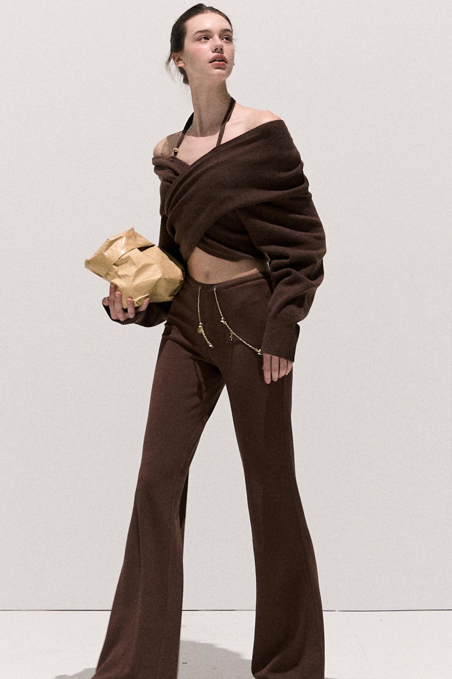 Basic Wool High-Waisted Wide-Leg Trousers