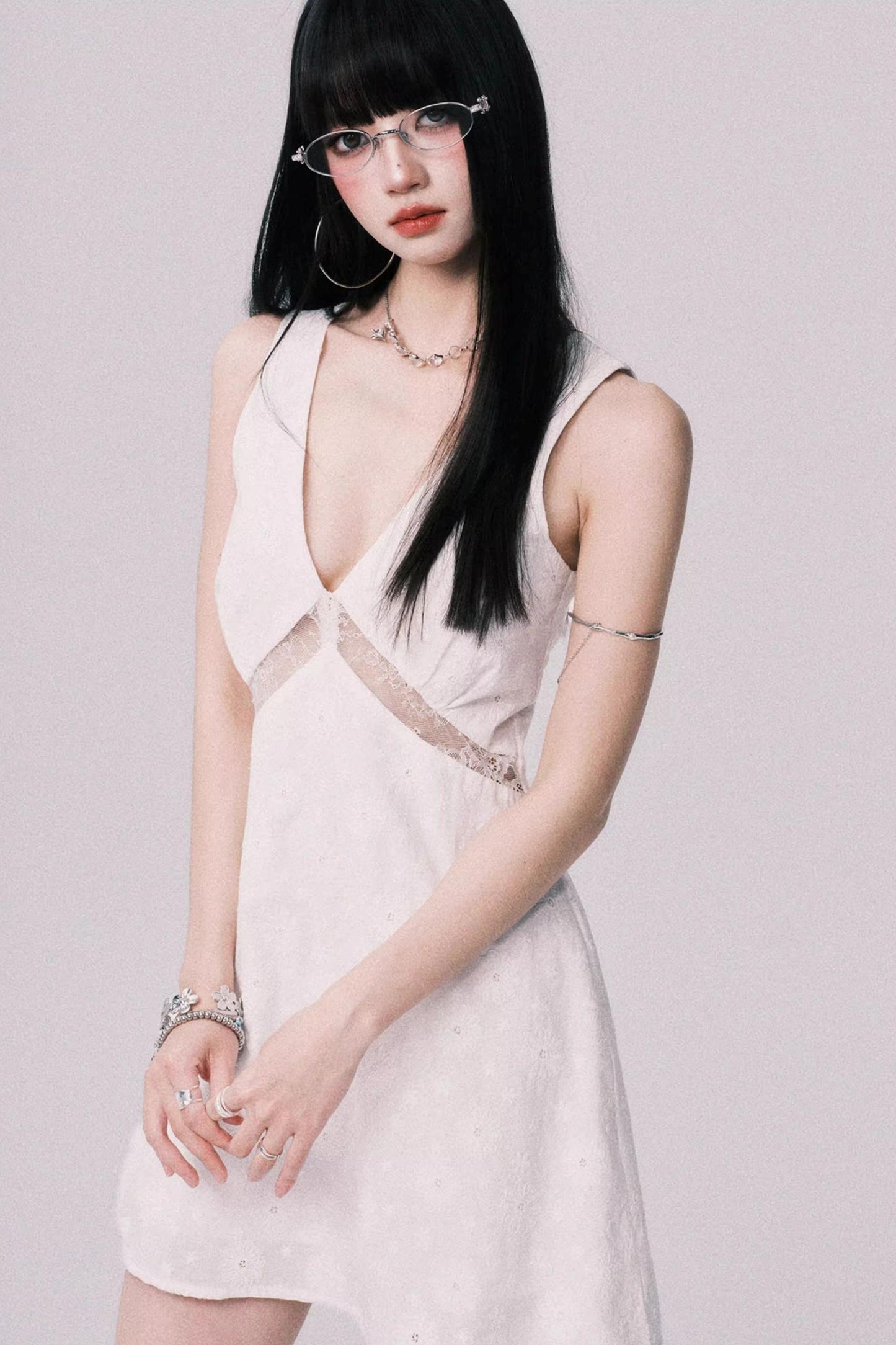 Lace Patchwork V-Neck Summer Dress