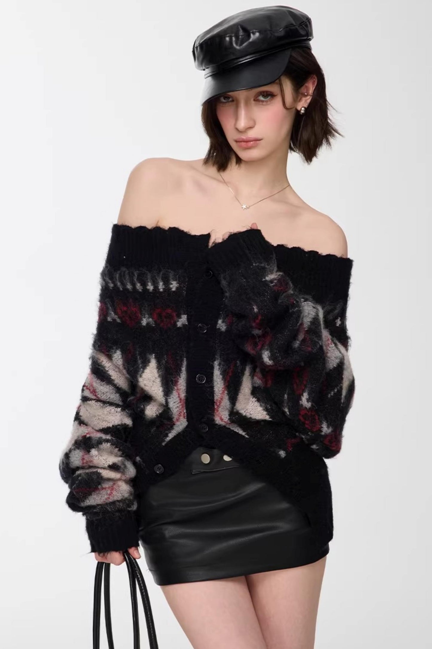 Mohair Argyle Knit Sweater