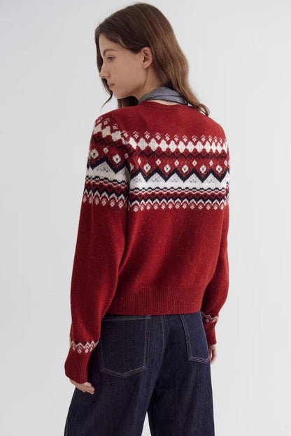 Fair Isle Sheep Wool Cardigan