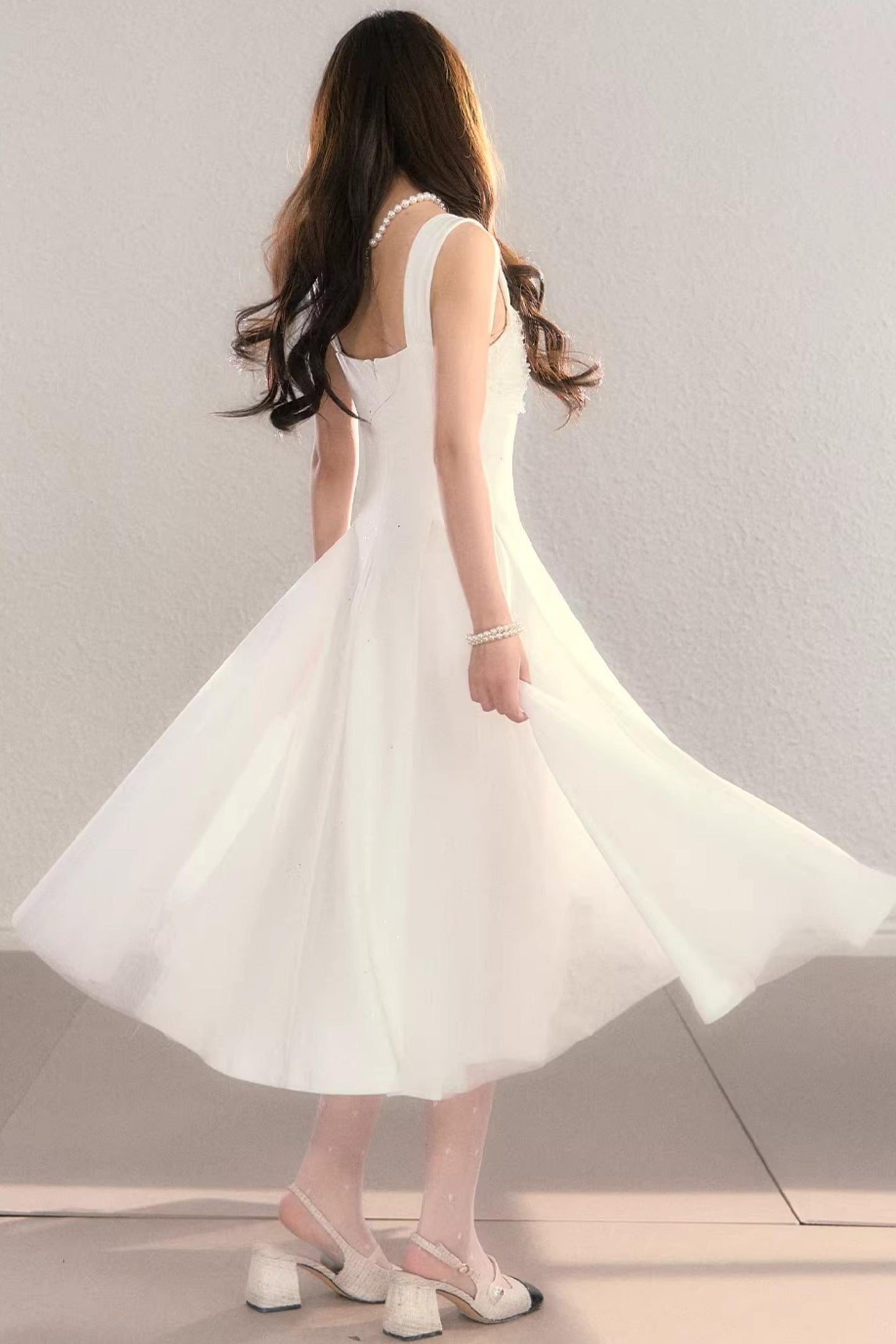 White Moonlight Suspender Dress