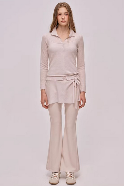 High-Waisted Ribbed Flared Pants