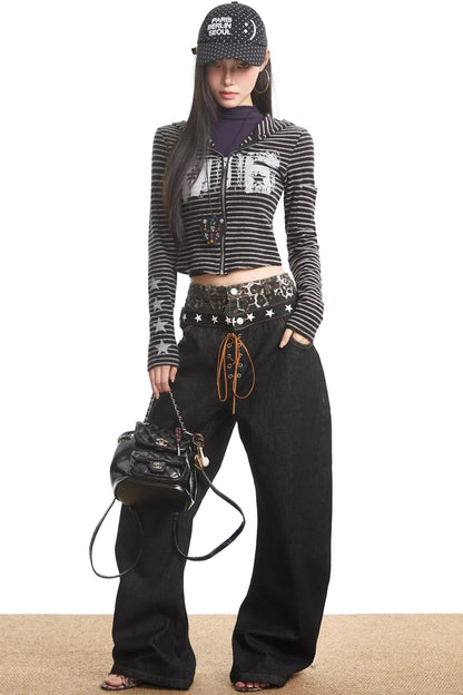 Retro Striped Hooded Sweatshirt