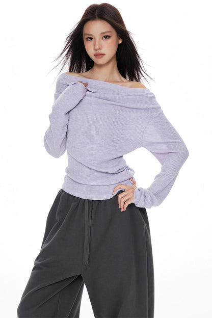 One-Shoulder Knit Sweater