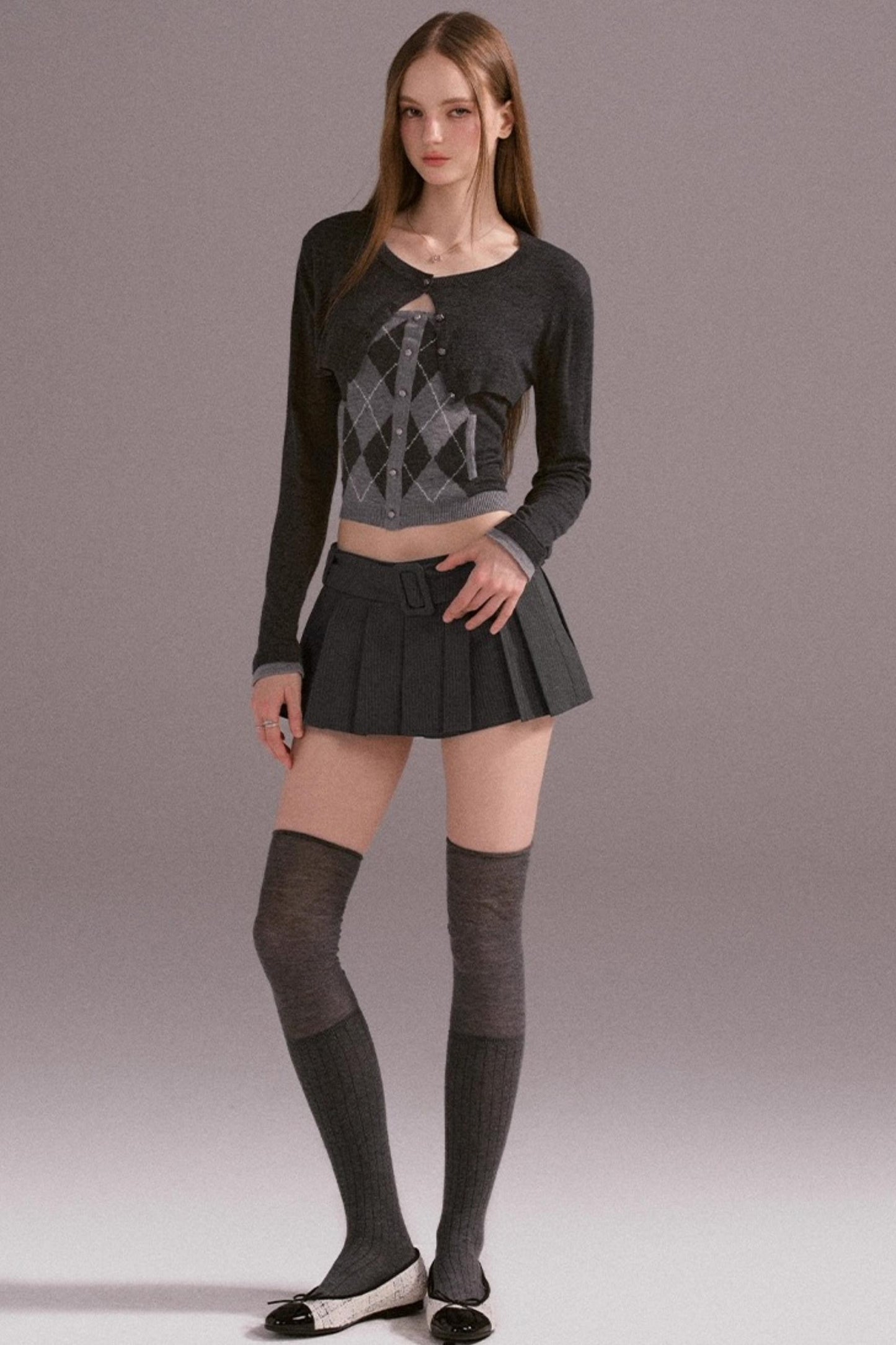 Slimming Striped Pleated Skirt