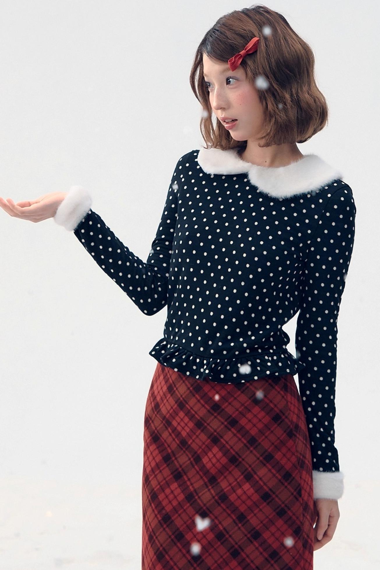 Fair Isle Polka Dot Knit Top