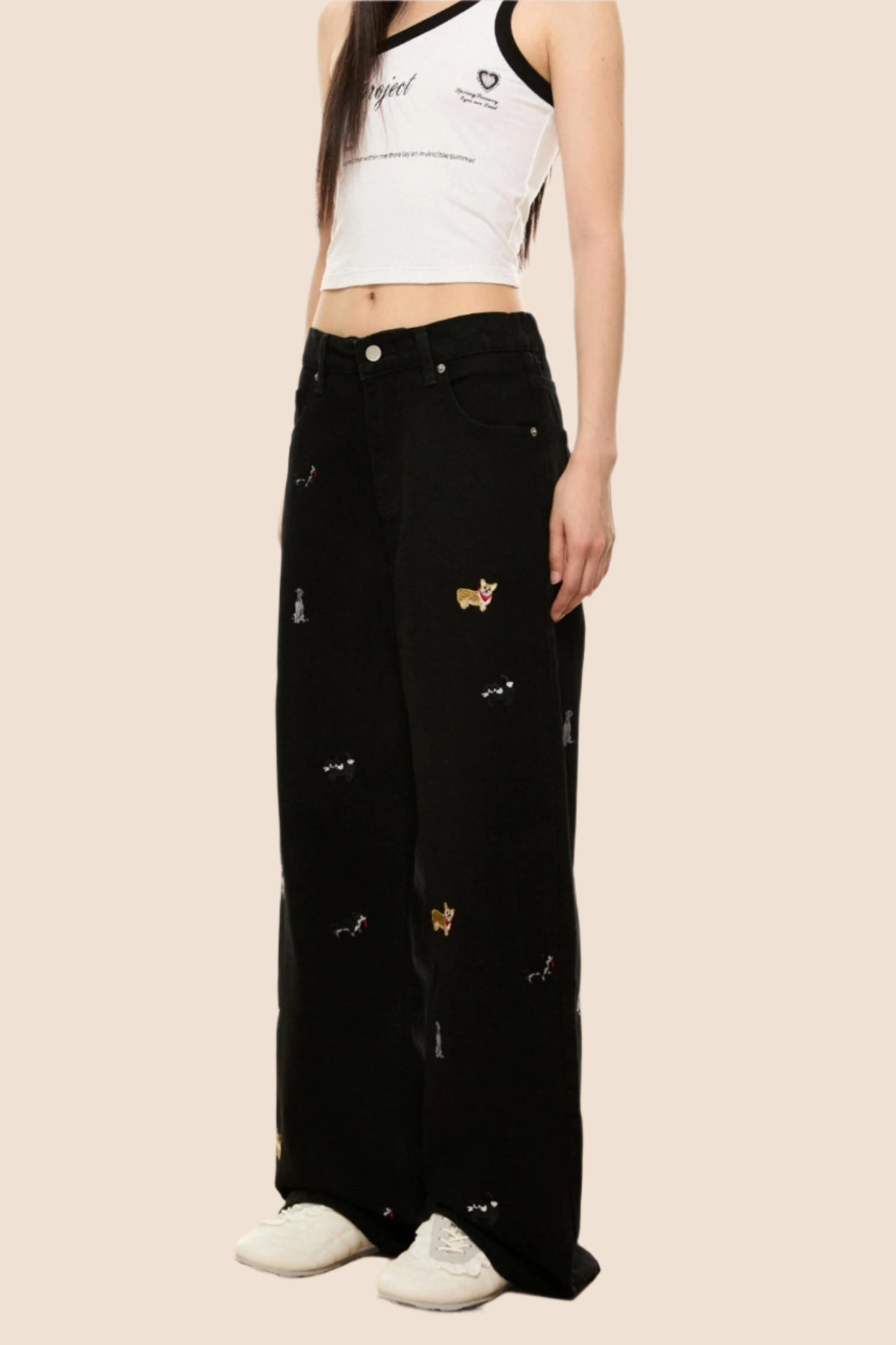 Vintage Embroidered Loose Fit Jeans