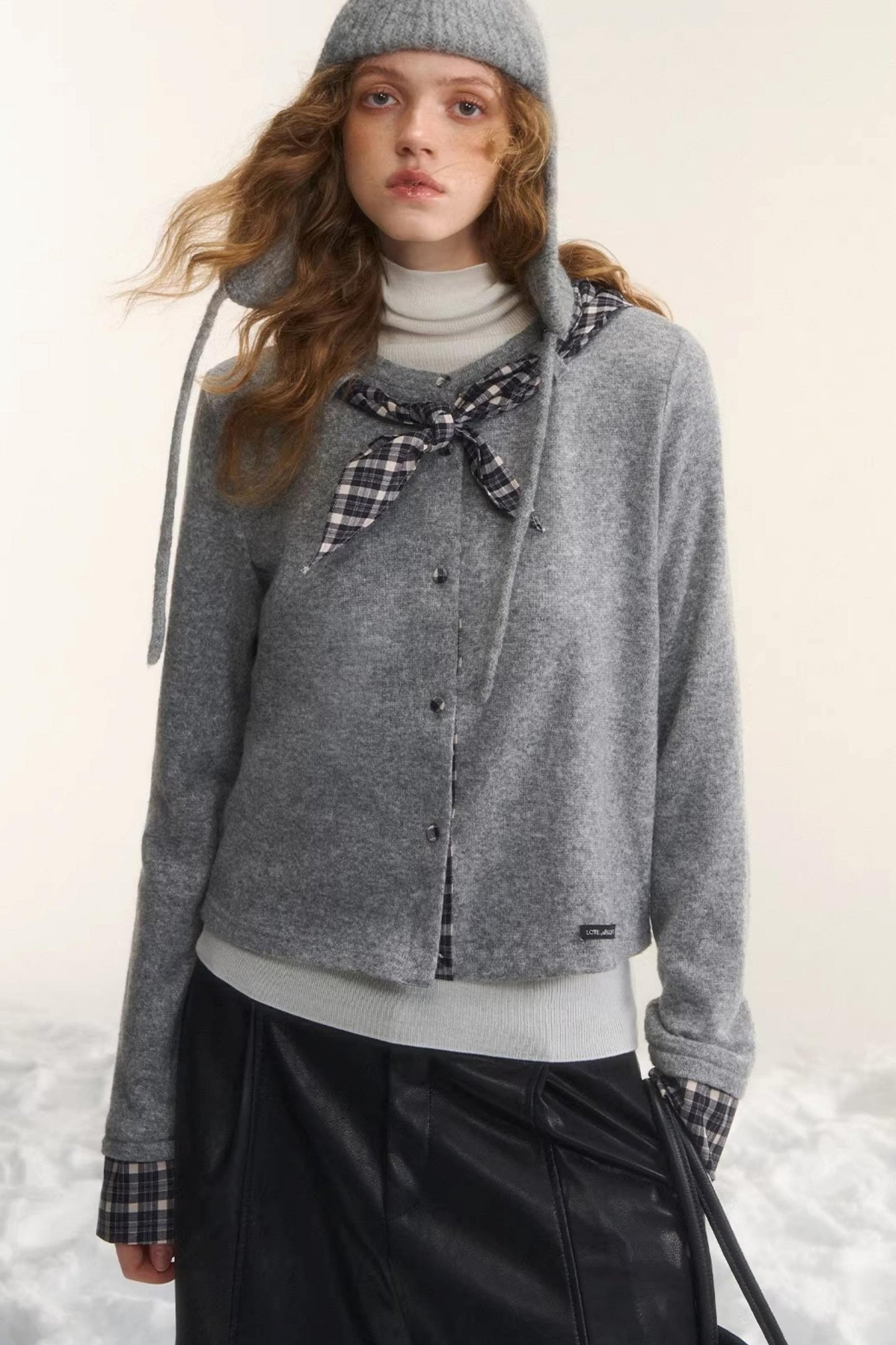 Wool Plaid Patchwork Cardigan