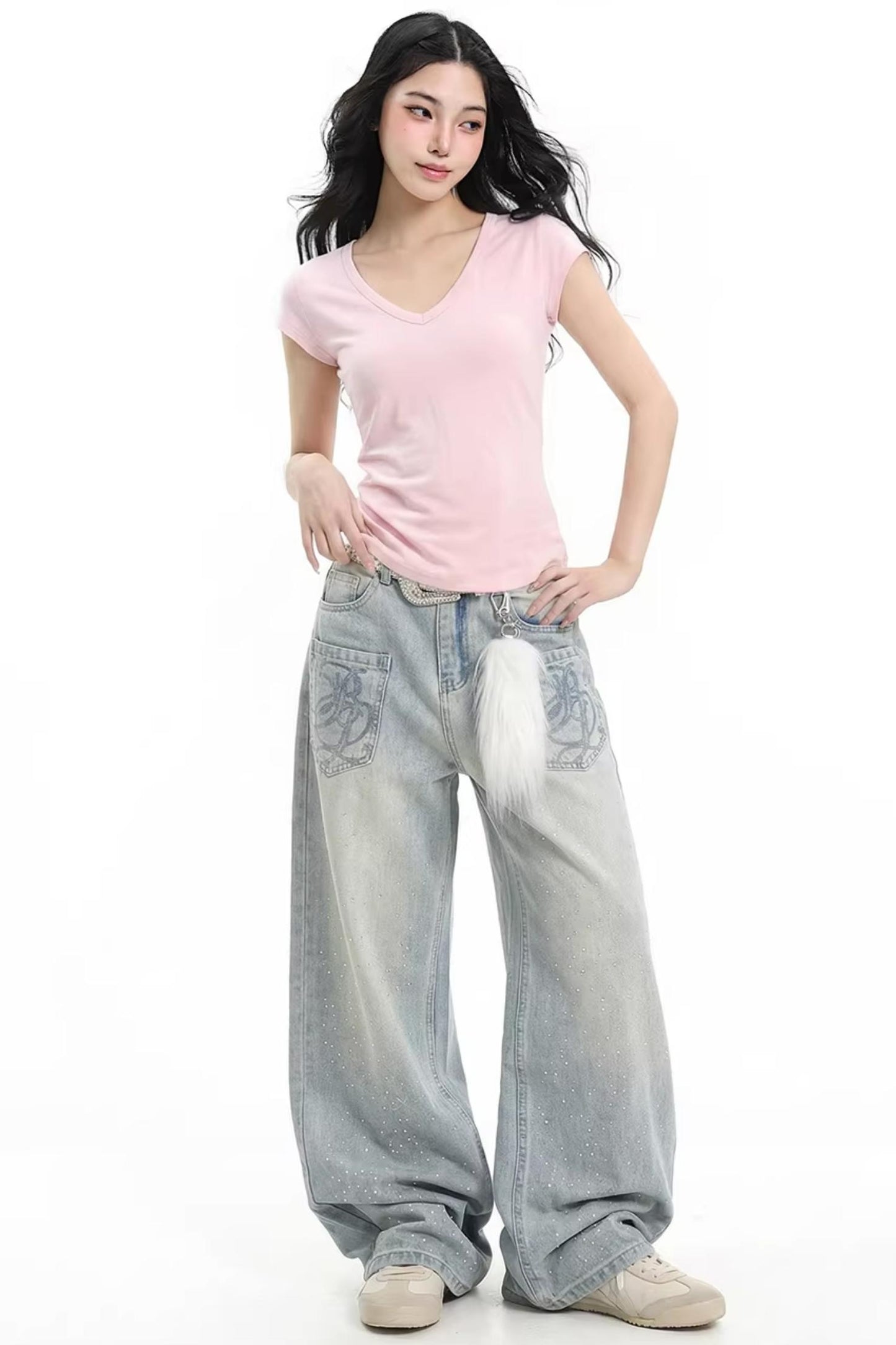 Black Slim-Fit V-Neck Top