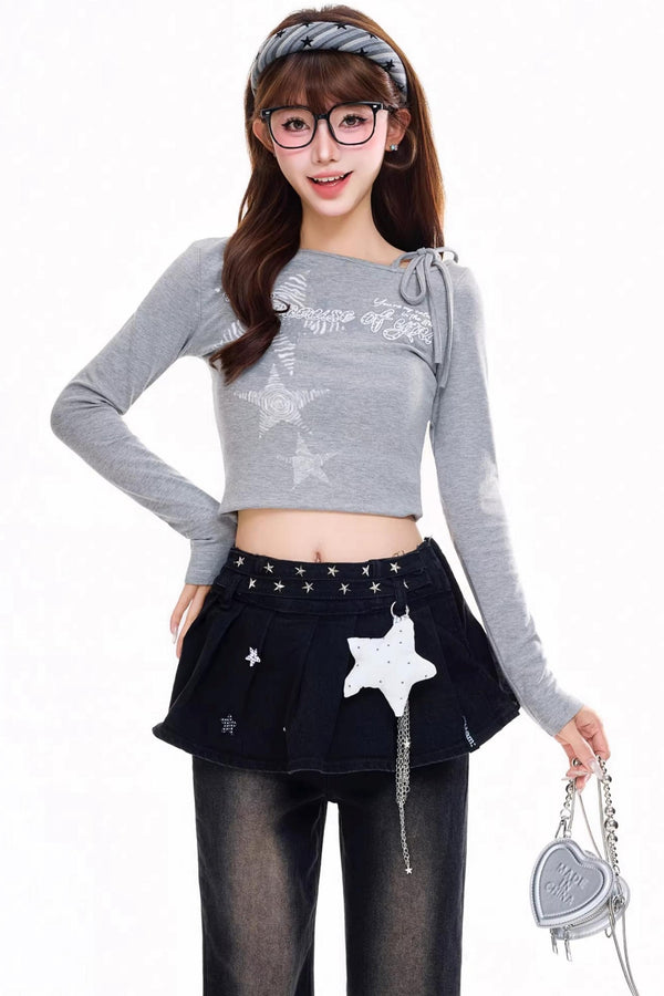 Retro Off-Shoulder Star Top