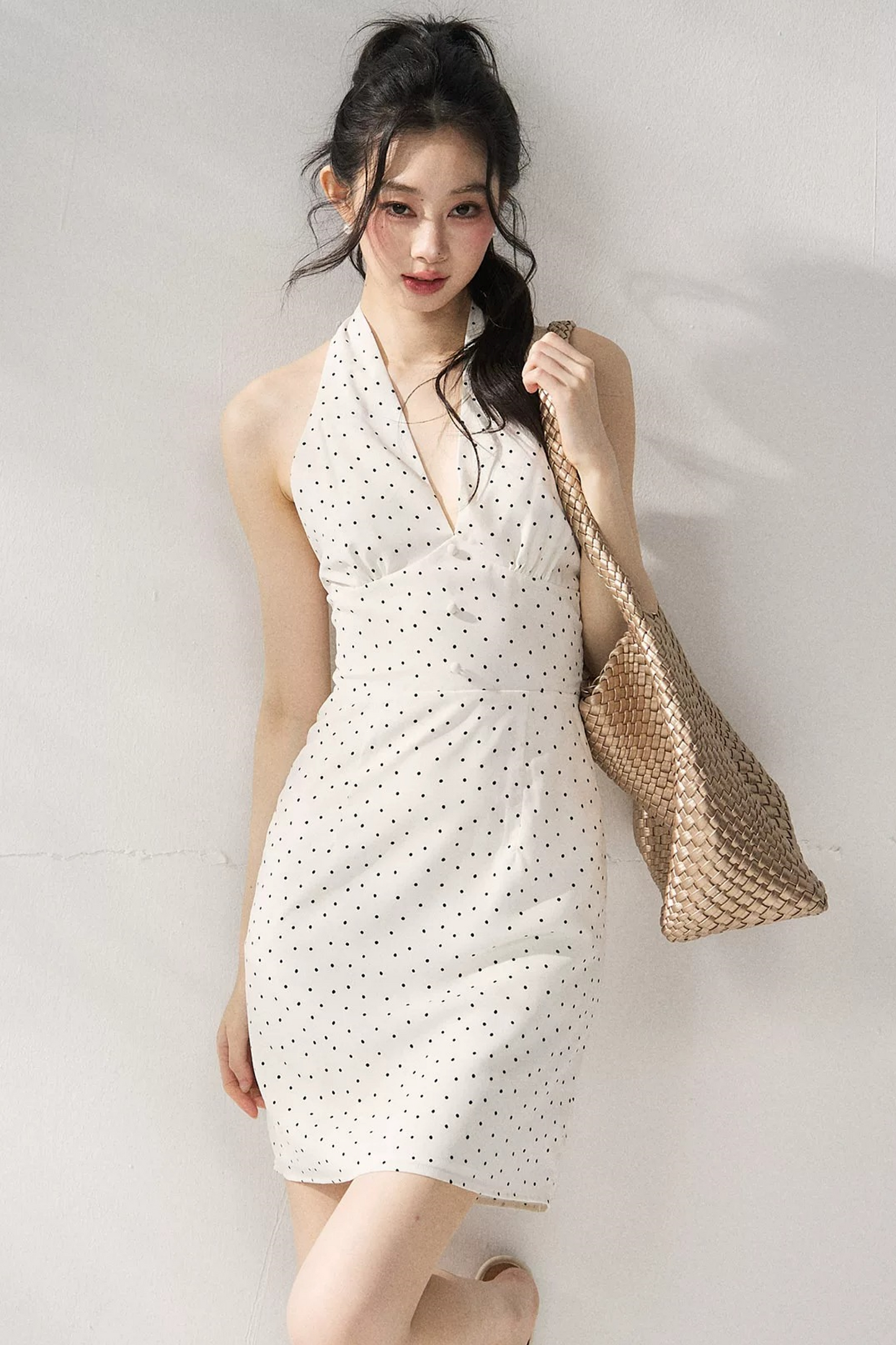Vestido ajustado de lunares