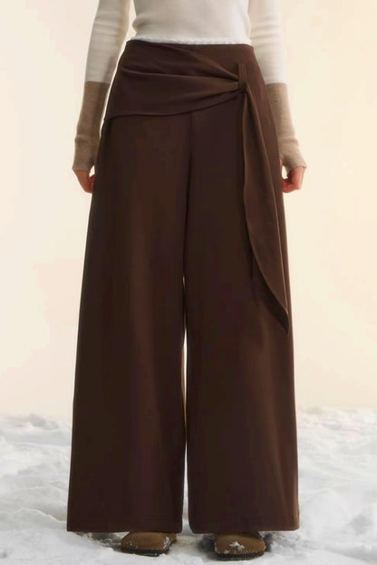 Retro Wide-Leg Tie-Up Pants