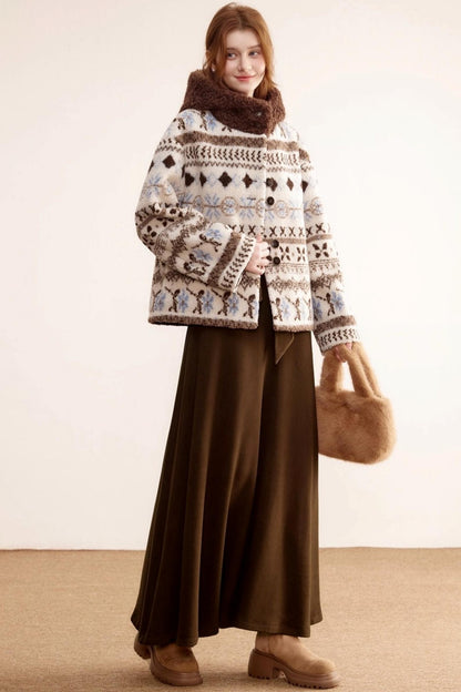 Fair Island Lamb Wool Hooded Coat