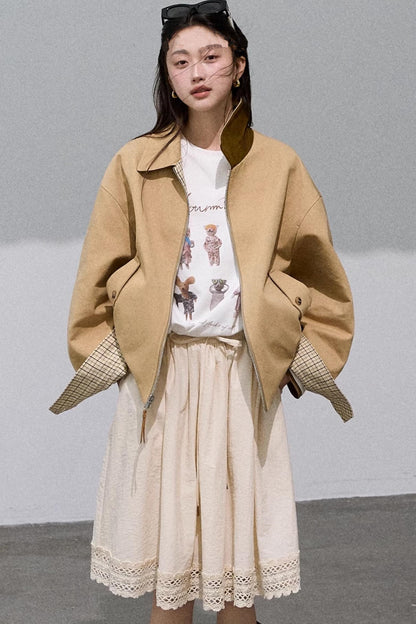 High-End Cotton Blend Lace A-Line Skirt