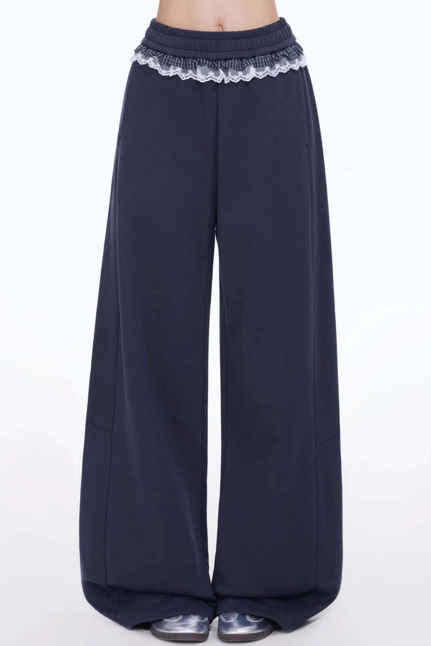 Retro Elastic Navy Blue Pants