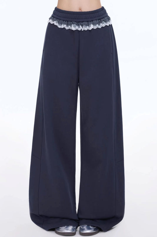Pantalon Élastique Rétro Bleu Marine
