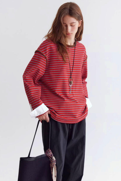 컬러 블록 스트라이프 스웨터