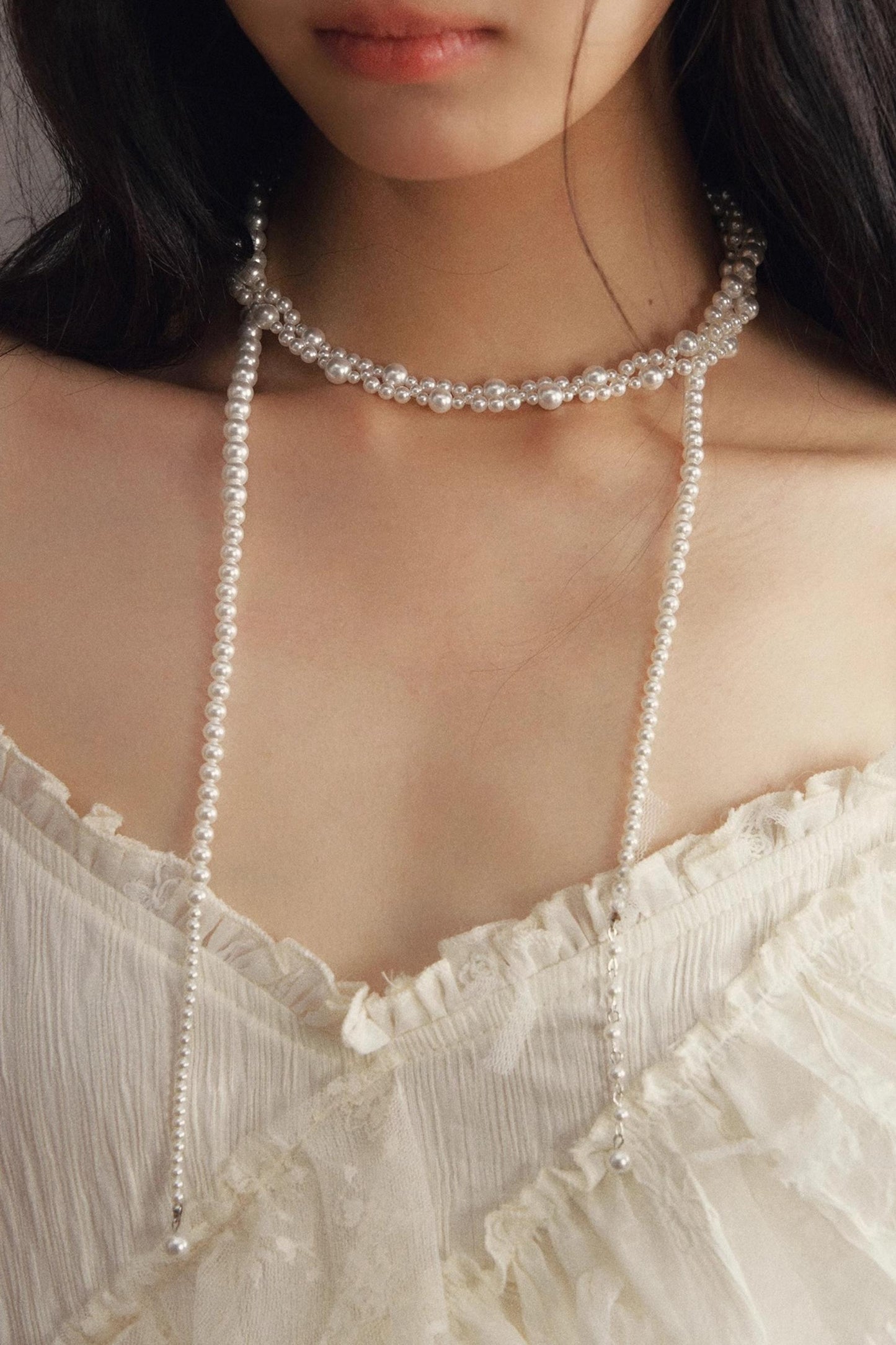 White Pearl Multi-Layer Necklace
