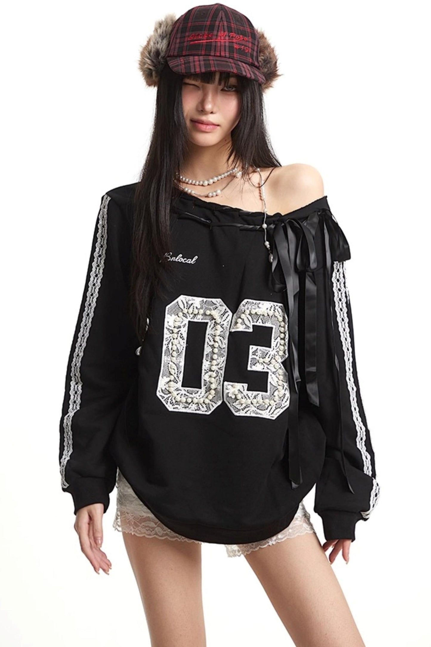 Slanted Shoulder Sweatshirt