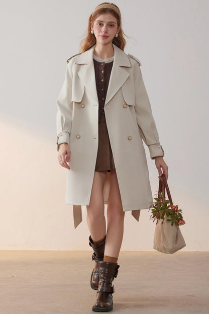 Beige Collar Trench Coat