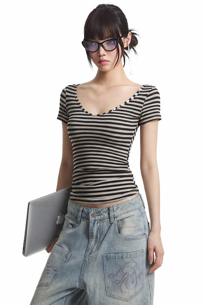 Retro Striped Slim-Fit T-Shirt